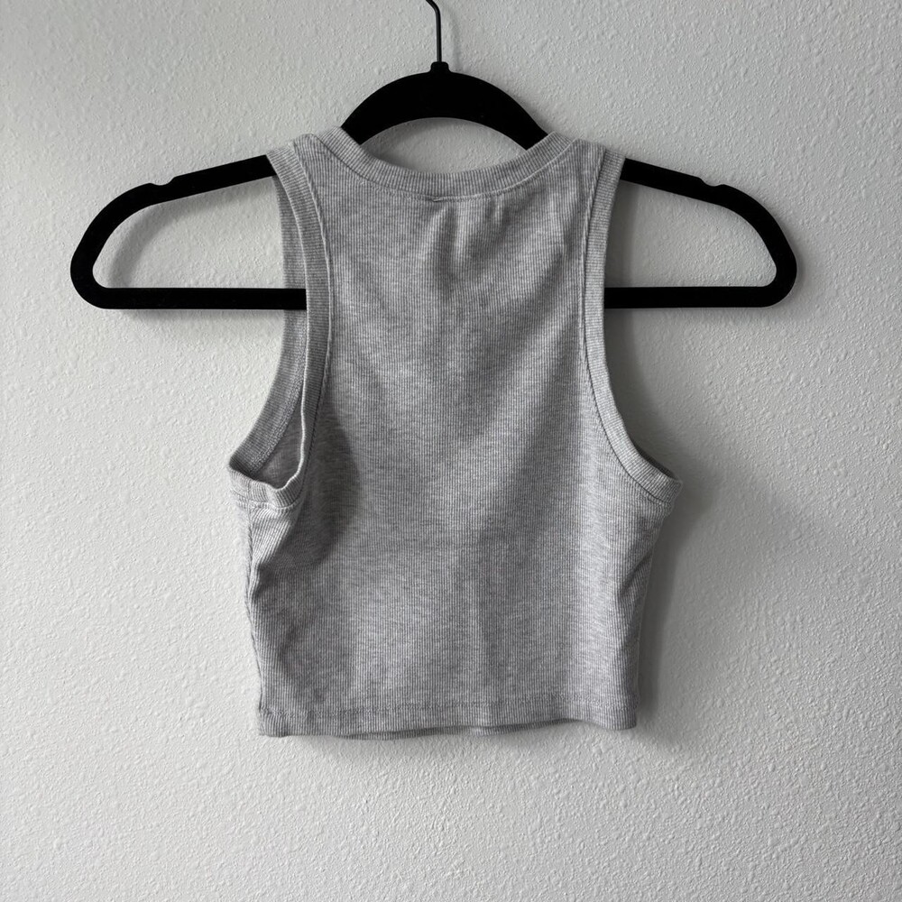 Grey Cropped Ribbed Tank Top - Picture 4 of 4